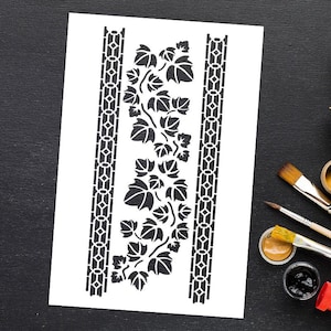 Ivy Pattern Border Stencil for painting on wood, canvas, furniture, floors - Mylar Reusable DIY Art Craft Stencils - Line for DIY project