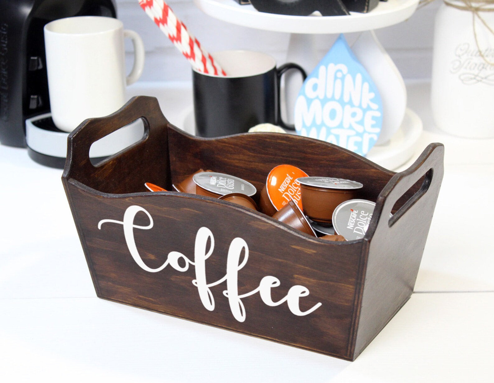 Coffee Bar Box Coffee Station but First Coffee Kcup Storage Etsy Denmark