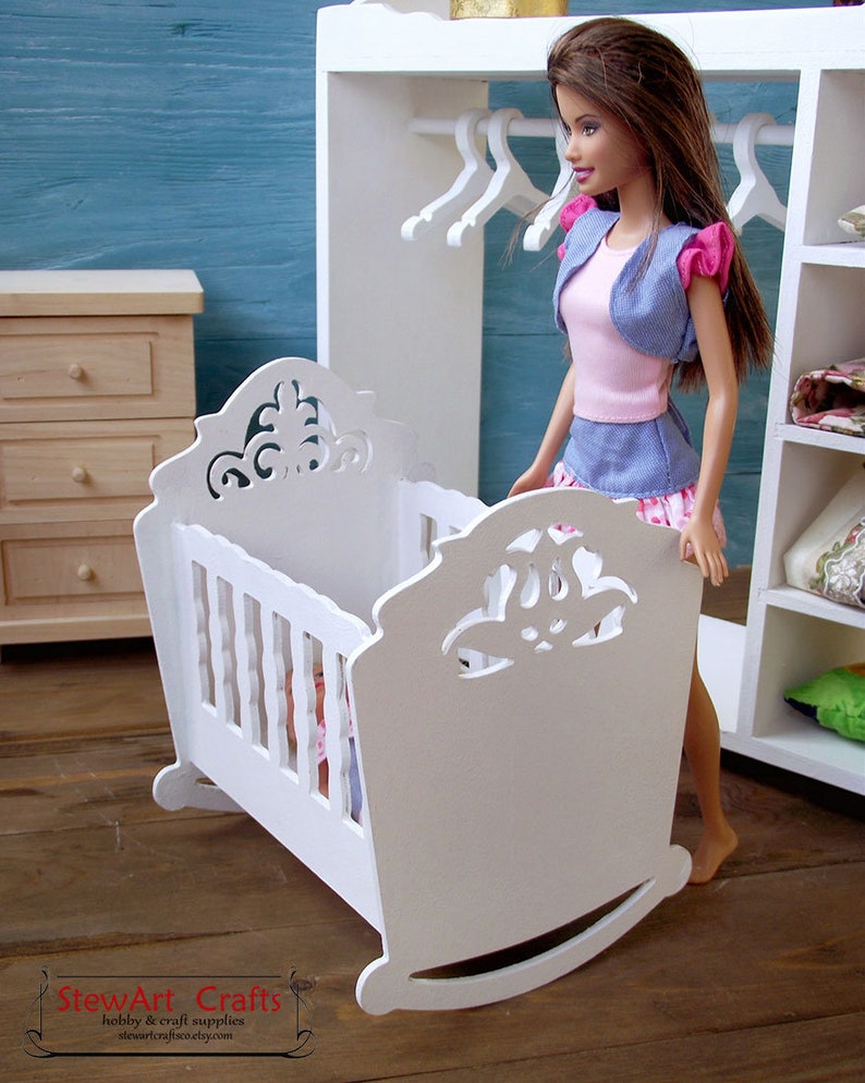 1:6 scale Doll Crib Barbie Baby Bed Doll Cradle Doll Baby | Etsy