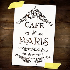 Parisian cafe Stencil Reusable DIY Craft Mylar Big Size Stencil Home decor Tray Furniture Wall Stencil Wood Sign Stencil