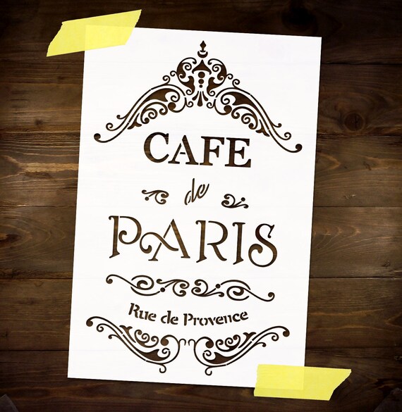 Parisian cafe Stencil Reusable DIY Craft Mylar Big Size Stencil Home decor Tray Furniture Wall Stencil Wood Sign Stencil