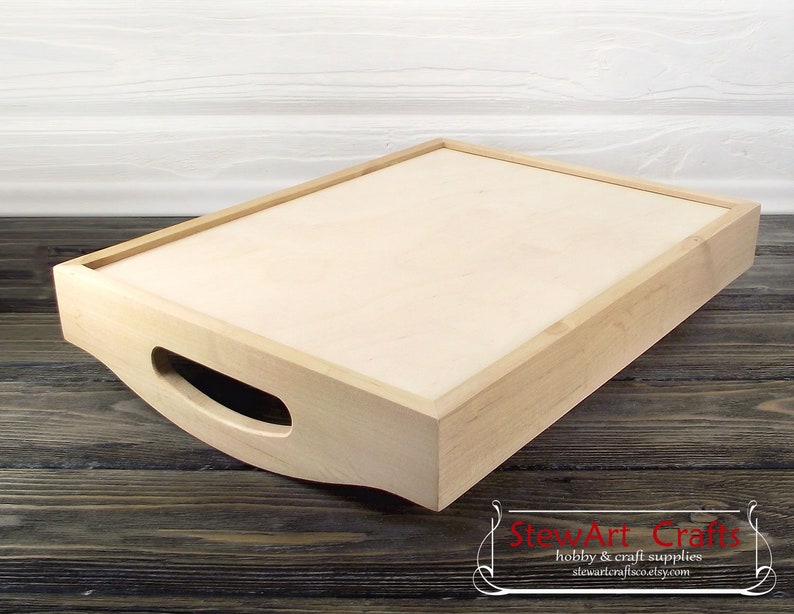 Wooden Serving Tray with Handles Unfinished Wood Tray Ottoman Etsy