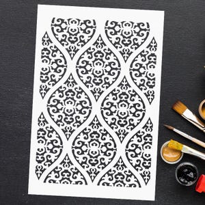 Ornement Arabesque, motif arabe oriental marocain, pochoir réutilisable, bricolage, Mylar, pour peindre des meubles, grand pochoir mural