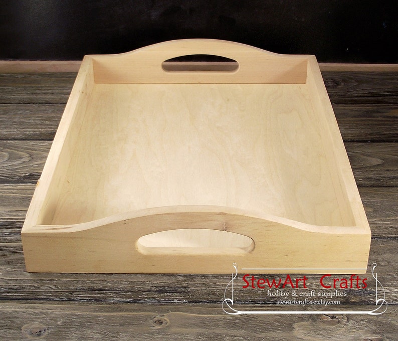 Wooden Serving Tray with Handles Unfinished Wood Tray Ottoman Etsy