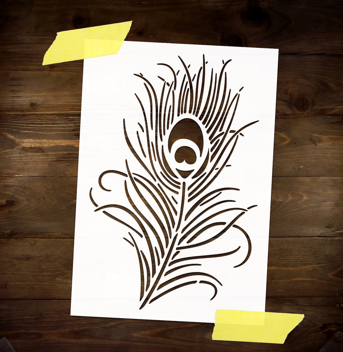 Peacock feather Stencil Reusable DIY Craft Mylar Stencil Etsy