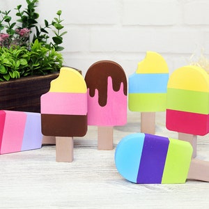 Popsicle Summer Wood Fun decor for Summer tiered tray 3 color Popsicle