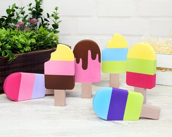 Popsicle Summer Wood Fun decor for Summer tiered tray 3 color Popsicle