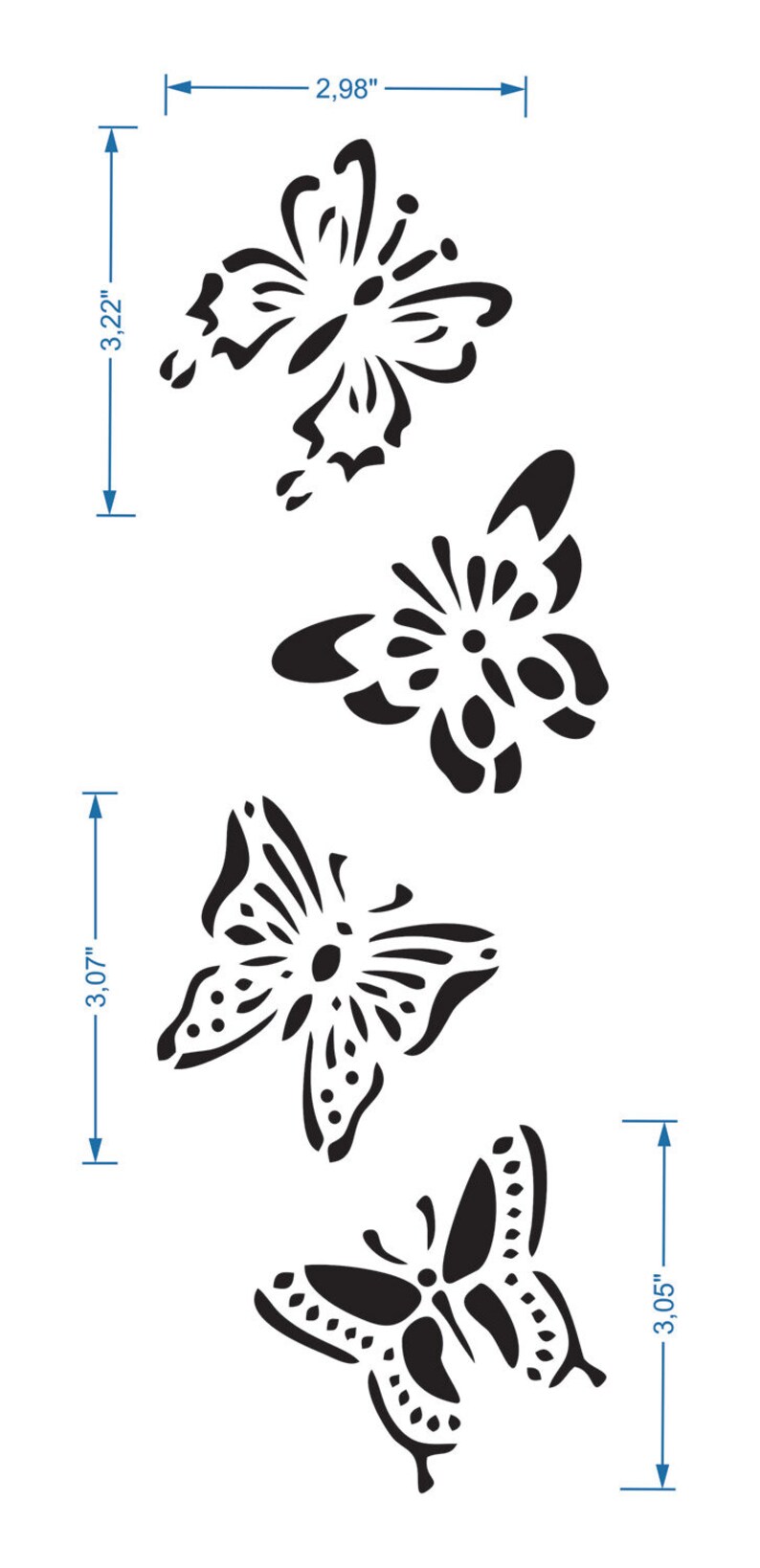 Four Butterflies Stencil Reusable DIY Craft Mylar Stencil Home Etsy