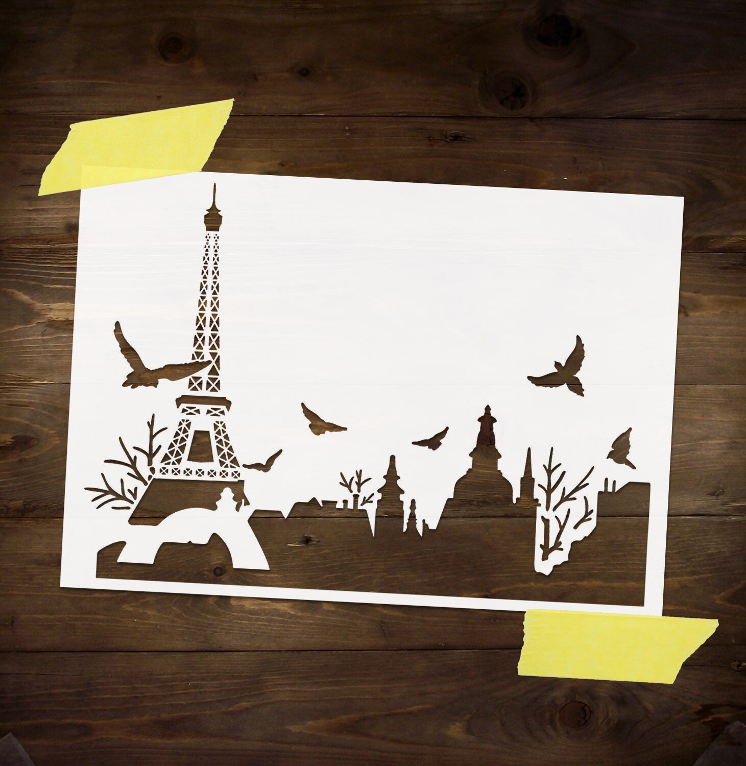 Paris Skyline Silhouette Stencil Reusable DIY Craft Mylar | Etsy