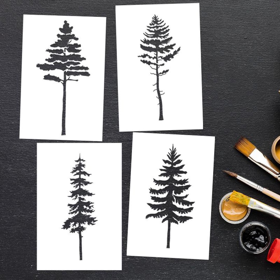 Tree Stincles Pine Trees Stencil - Mylar Painting Stencils for Walls - Large Stencil ...