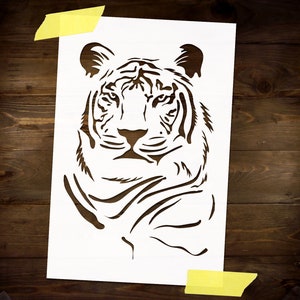 Tiger Head Face Stencil Reusable DIY Craft Mylar Stencil Big Size Home decor textile painting wall decor animal stencil