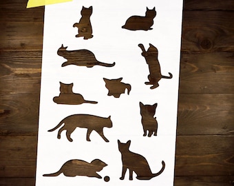 Сat Silhouette Schablone Wiederverwendbar Diy Basteln Mylar Big Size Schablone Katze Mama Home dekor Scrapbooking Journalling Schablone