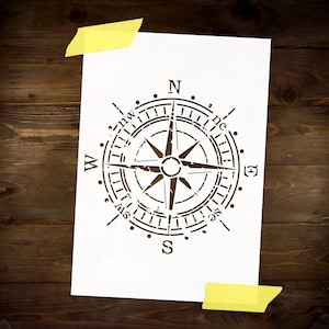 Vintage Sea Compass Windrose Stencil Reusable Craft Mylar Stencil for Paint Nautical Design Home Decor Large Wall Stencil