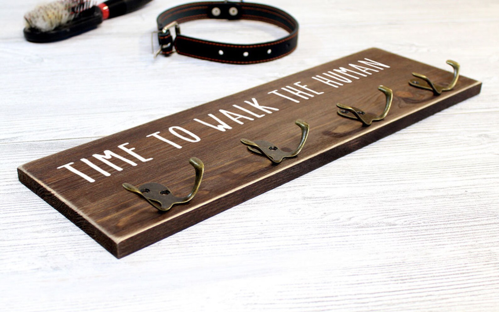 Dog Leash Hook for Wall Personalized 4 hooks Custom dog Etsy