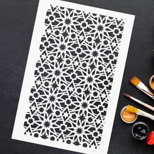 Stencil con motivo marocchino - Stencil per pittura in Mylar per pareti - Stencil fai da te per pittura - Stencil riutilizzabile