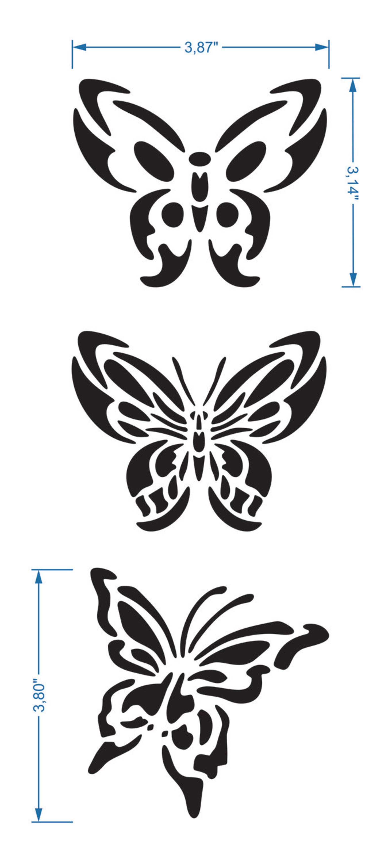 Three Butterflies Stencil Reusable DIY Craft Mylar Stencil Etsy