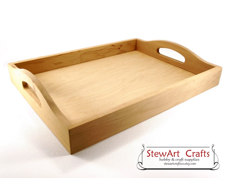 Wooden Serving Tray with Handles Unfinished Wood Tray Ottoman Etsy
