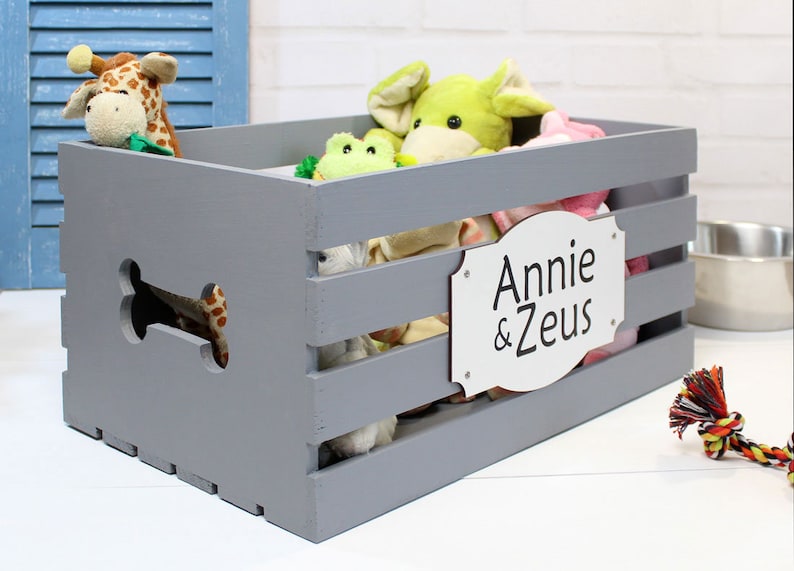 Boîte à jouets pour chien personnalisée rangement pour chiots, cadeau pour propriétaire de chien berger corgi retriever schnauzer cane corso vizsla image 1