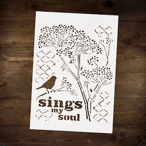 Sings My Soul Bird Stencil Reusable DIY Craft Mylar Stencil For Painting Scrapbooking Decoupage Bullet Journal Stencil