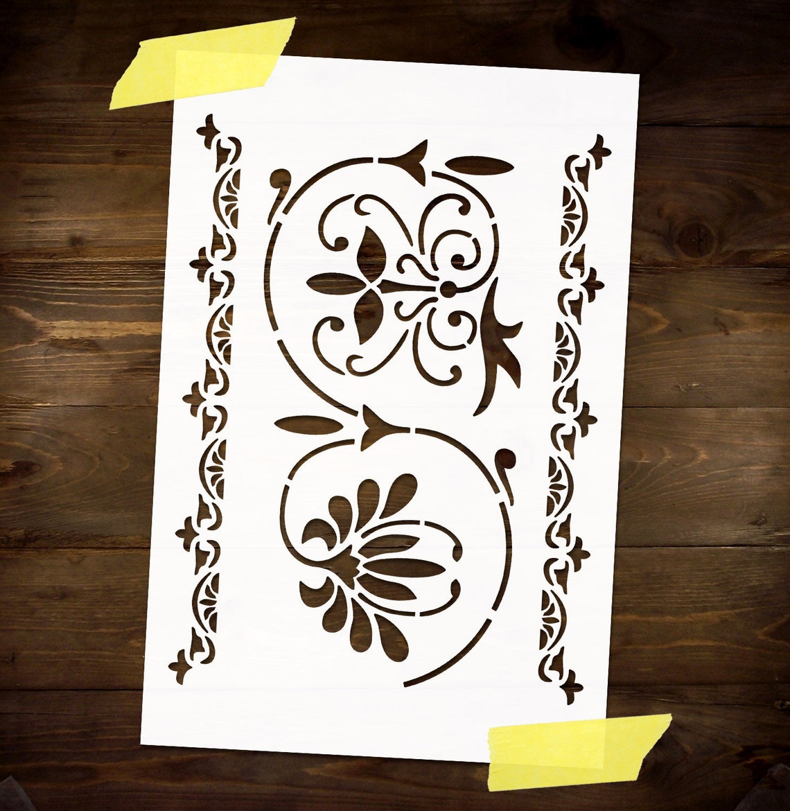 Floral Art Nouveau Border Stencil Reusable DIY Craft Mylar Etsy