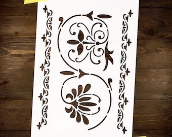 Floral Art Nouveau Border Stencil Reusable DIY Craft Mylar Stencil Home Wall Decor Stencil Furniture stencil