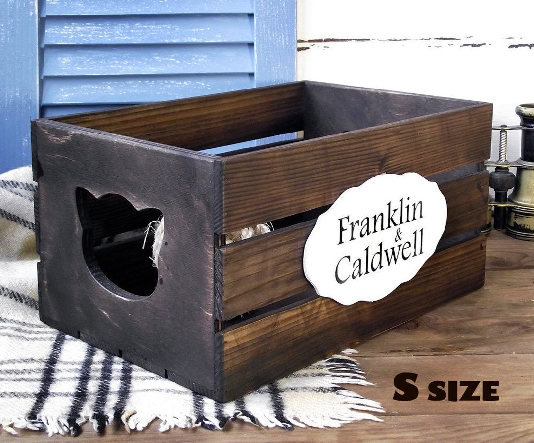 Cat Toy Box Personalized, Cat Toys Storage, Cat Furniture, Wooden Crate