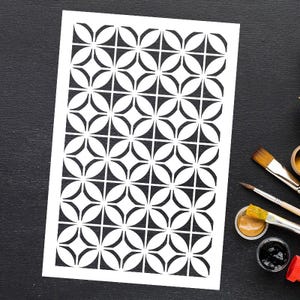 Estêncil com padrão geométrico - Estênceis de pintura em Mylar para paredes (faça você mesmo) - Estêncil grande para pintura - Estêncil Art Déco para scrapbooking