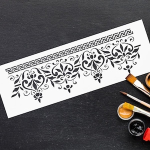 Delicate Border Stencil Reusable DIY Craft Mylar Stencil Floral Home Wall Decor Textile Painting Furniture Drawer repeatable stencil