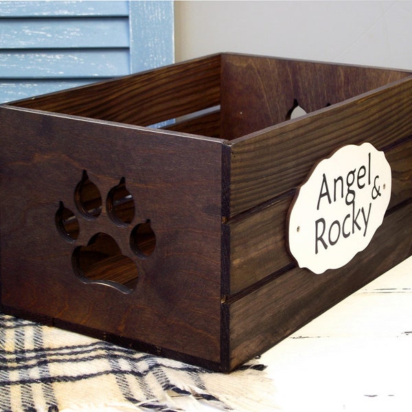 Dog Toy Box Personalized Dog Toy Storage, Dog Paw, Pet furniture, Dog Toy Bin Gift Poodle Cairn Terrier Beagle Bulldog