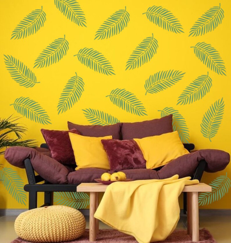 Palm Leaf Stencil Reusable DIY Mylar Floral Stencil Home Decor Etsy