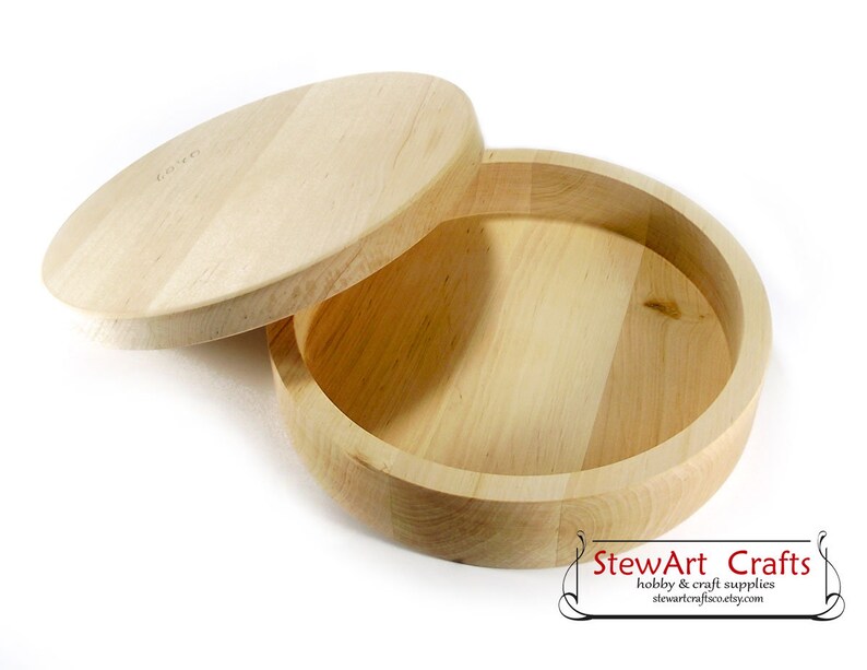 Wooden Round Box with lid diameter 8 7.5 Etsy