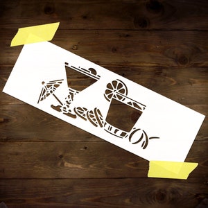 Cocktail Stencil Reusable DIY Mylar Stencil Home Decor Large Wall Stencil Sign Stencil for Paint