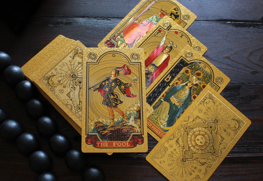 Gold Foil Tarot Cards Classic Tarot Deck 78 for Beginners With ...