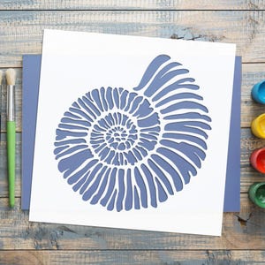 Nautilus Shell Stencil - DIY Mylar Reusable Stencil for Walls - Large Stencil for Paint - Sea Shells Stencil - Beach House Decor