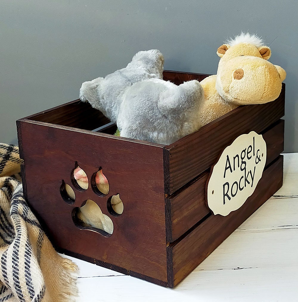 Dog Toy Box Personalized With Paw Hole Dog Toy Storage Dog Etsy