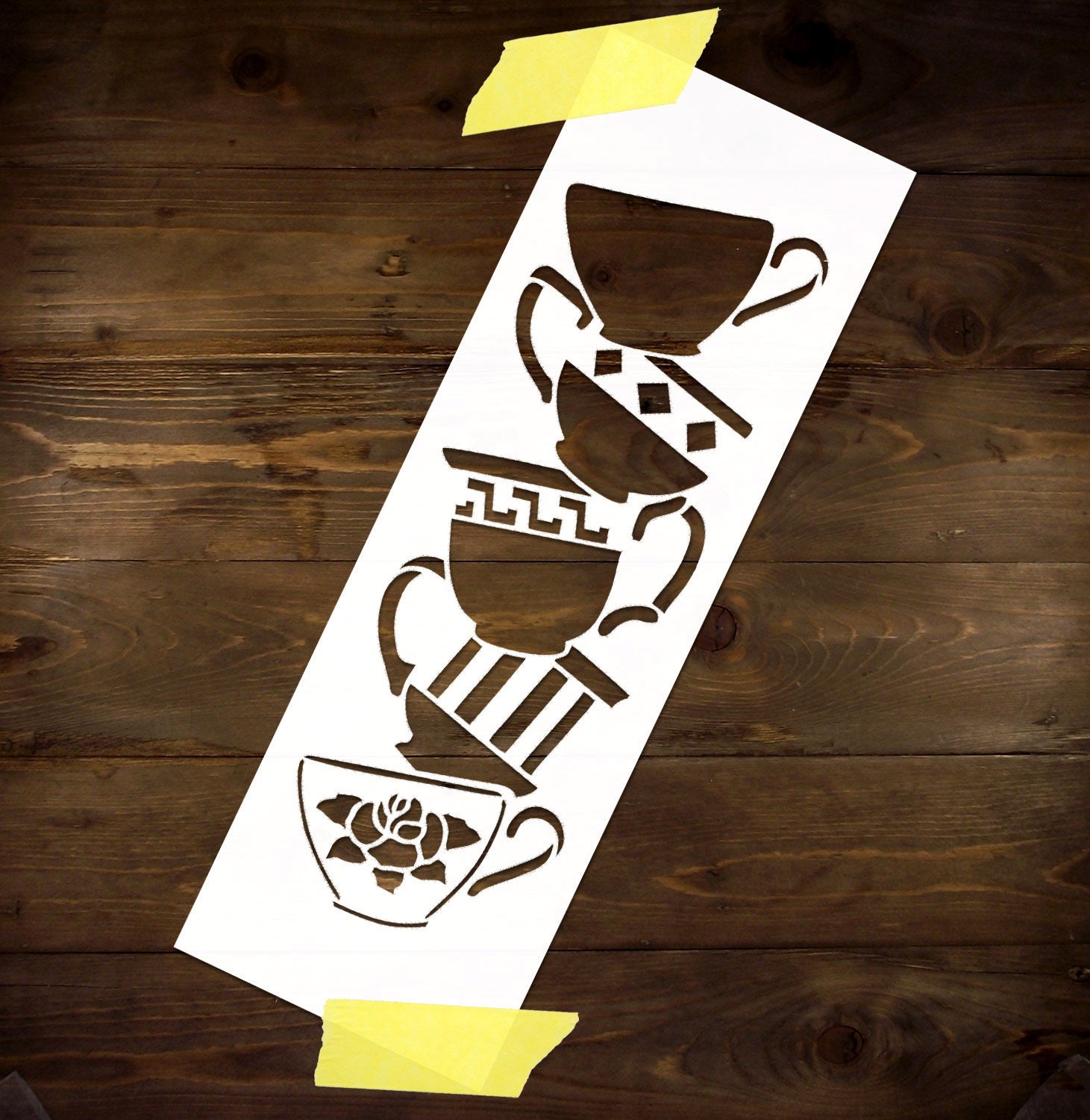 Cups Stencil Reusable DIY Craft Mylar Stencil Kitchen Cabinet | Etsy