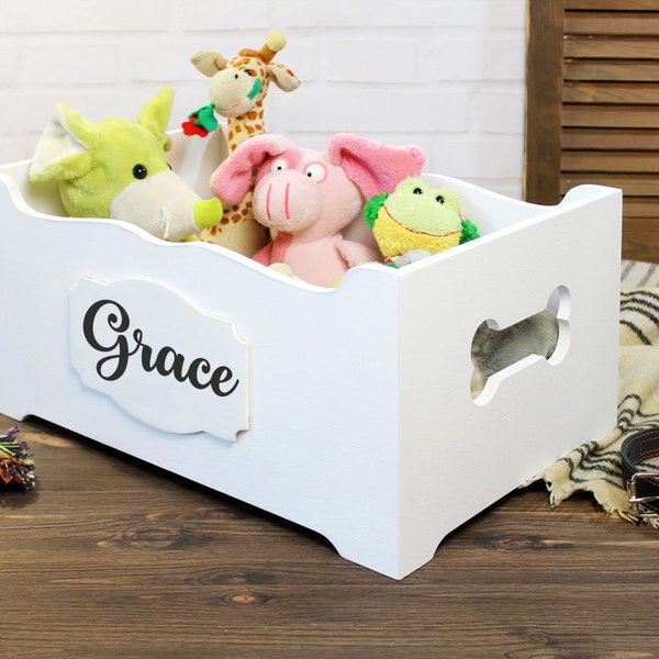 Dog Toy Box Personalized for Small and Medium Dog with short legs Toy Storage Dog crate furniture Toy Bin Corgi Pug Dachshund Basset Bulldog