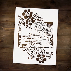 Vintage Post Card Stencil Reusable DIY Craft Mylar Stencil Scrapbooking decoupage stencil