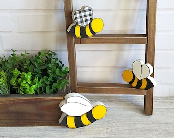 Summer Bees Tiered Tray Decor, Wooden Bee Home Decor, Handmade Spring Decor Beehives