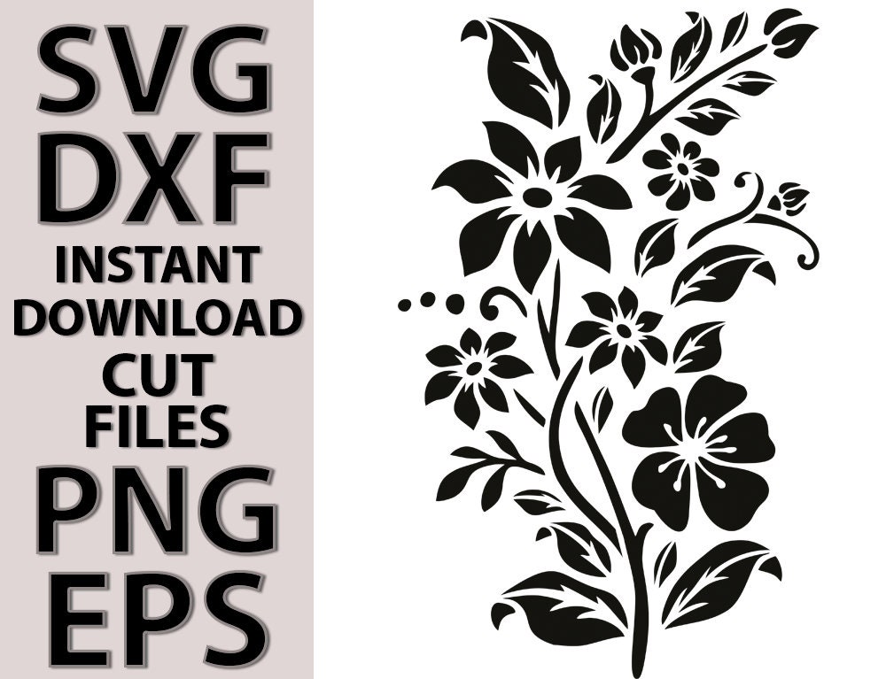 Floral pattern stencil for printing, Cricut and cutting machines
