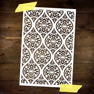 Stencil con motivo marocchino orientale arabo ornamento arabesco Stencil riutilizzabile fai da te in mylar per dipingere mobili Stencil da parete grande