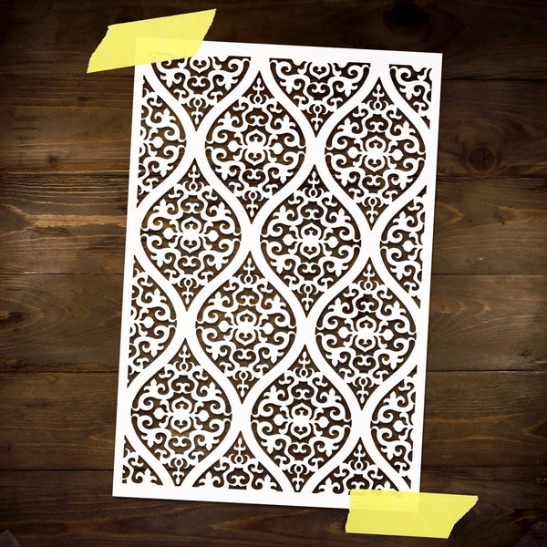 Arabesque Ornament Arabic Oriental Moroccan Pattern Stencil Reusable DIY Craft Mylar Stencil for Paint Furniture Large Wall Stencil
