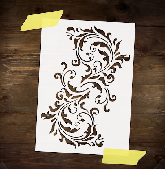 Stencil for decoration floral pattern, washable and reusable, wall  stencils, stencils for painting. Stencil in Mylar