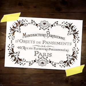 Manufaсture Parisienne Stencil Reusable DIY Craft Mylar Big Stencil French Advertising Home Wall Decor Wood Sign Stencil