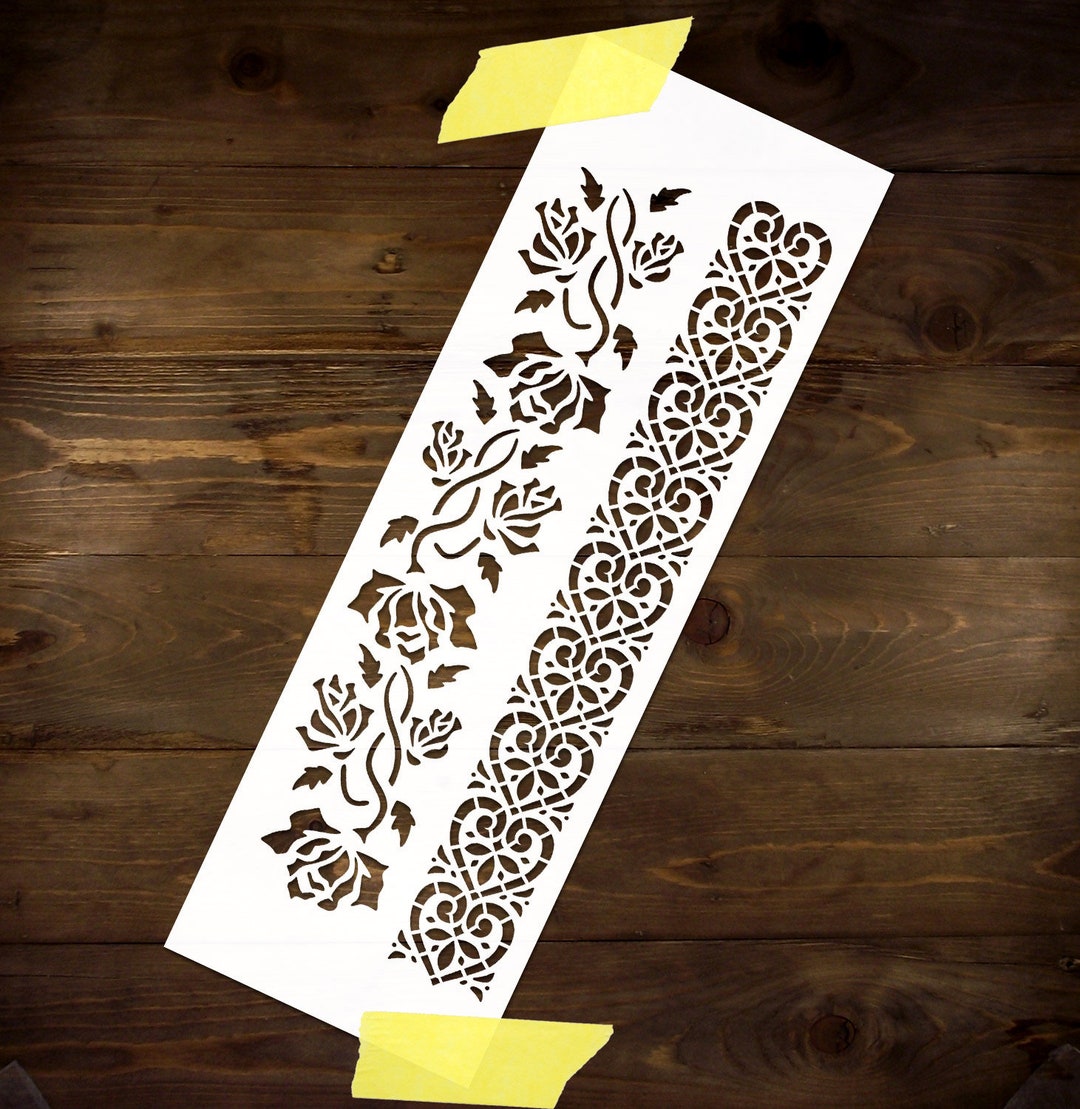 Rose Border Stencil Reusable DIY Craft Mylar Stencil Floral Home Decor ...