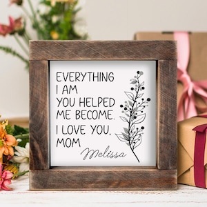 Regalo para mamá, letrero de madera personalizado, regalo personalizado para mamá, decoración de granja, regalo del Día de la Madre, regalo de inauguración de la casa, regalo de cumpleaños para mamá