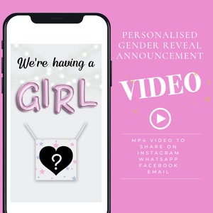 Vidéo de révélation du genre animée pour les réseaux sociaux, annonce personnalisée C'est une fille, c'est un garçon, révélation numérique du genre Instagram