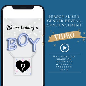 Vidéo de révélation du genre animée pour les réseaux sociaux, annonce personnalisée C'est un garçon, c'est une fille, révélation numérique du genre Instagram