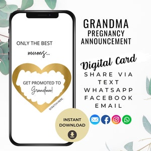 Faire-part de grossesse grand-mère carte à gratter, carte numérique, promu grand-mère, va être grand-mère, fête des mères grand-mère bébé révéler