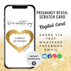 Pregnancy Announcement Scratch Card, Digital Baby Reveal Card, Surprise Baby Announcement Card, Digital Announcement, Social Media, Unique